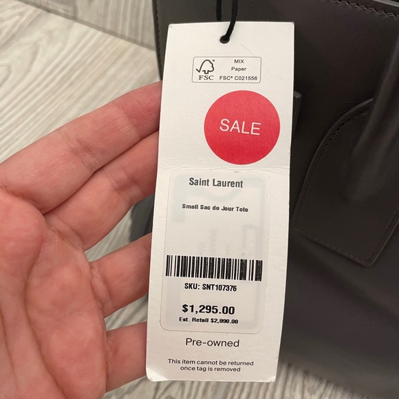 SAINT LAURENT Small Sac de Jour Bag Light Gray Leather - Picture 6 of 12